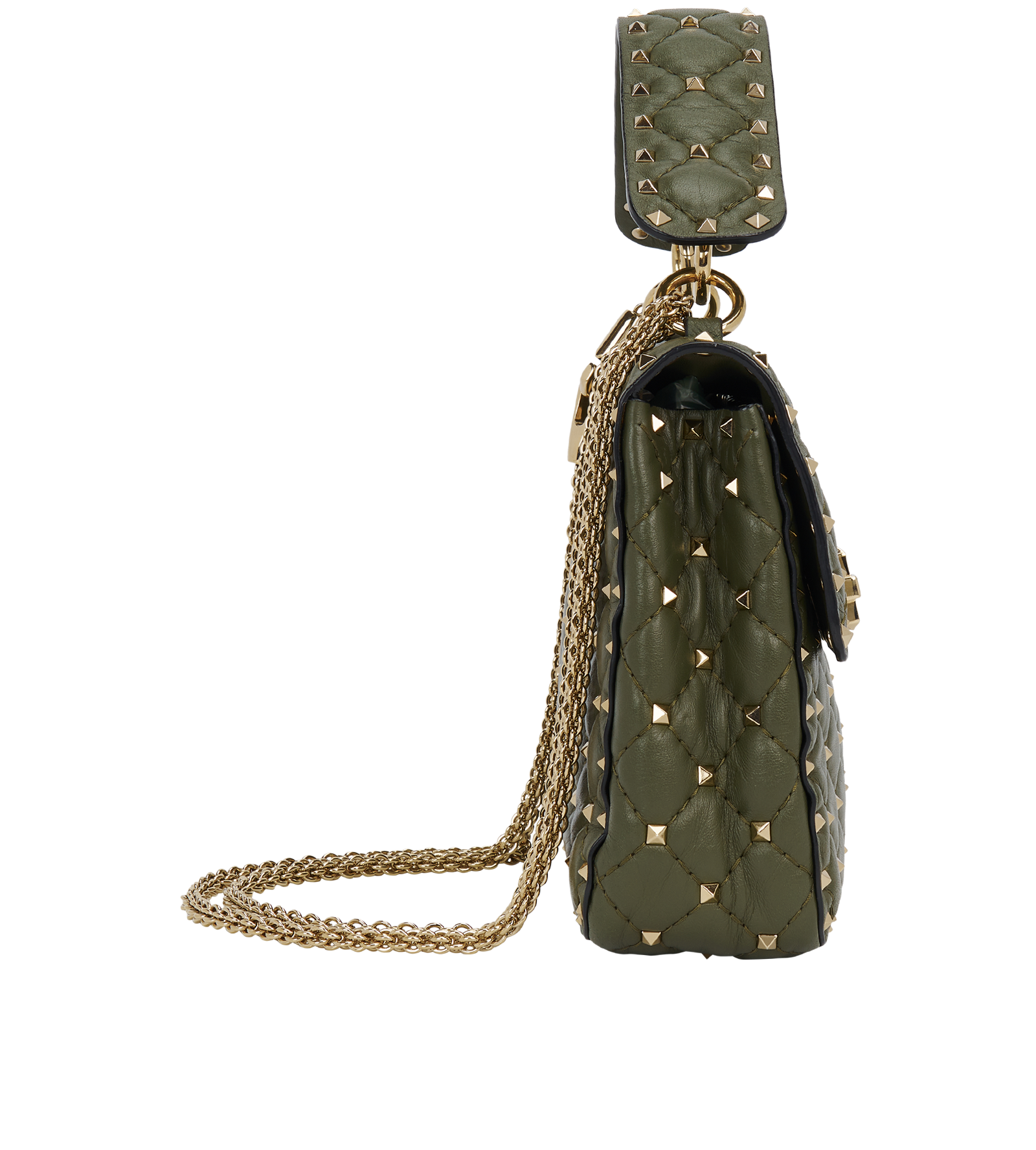 Rockstud Medium Spike Crossbody, &pound;450, Handbags, Green, Leather, Side view